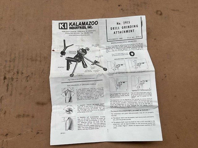 Kalamazoo 2915 drill grinding attachment - afbeelding 4 van  4
