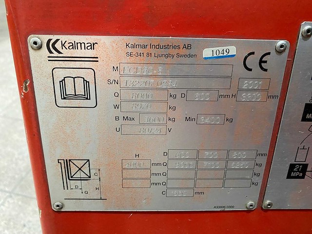 Kalmar - 2001 - ecd 80-6 - vorkheftruck - afbeelding 13 van  14