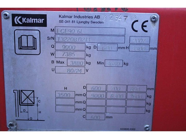 Kalmar - 2007 - ece90-6l - 3.53m duplex - vorkheftruck - afbeelding 9 van  19