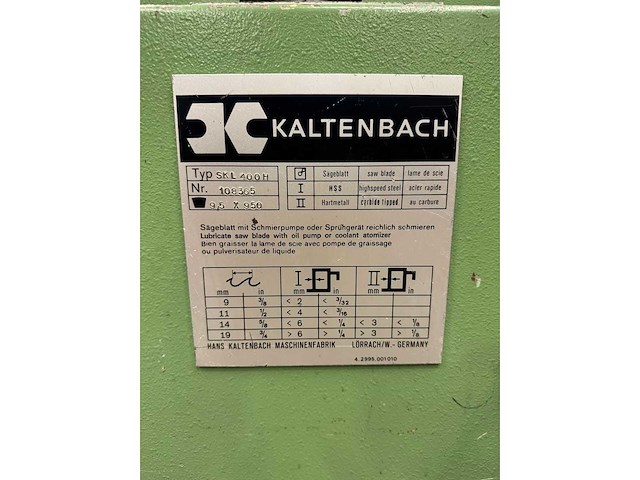 Kaltenbach - skl 400 h - cirkelzaagmachine metaal - afbeelding 3 van  11