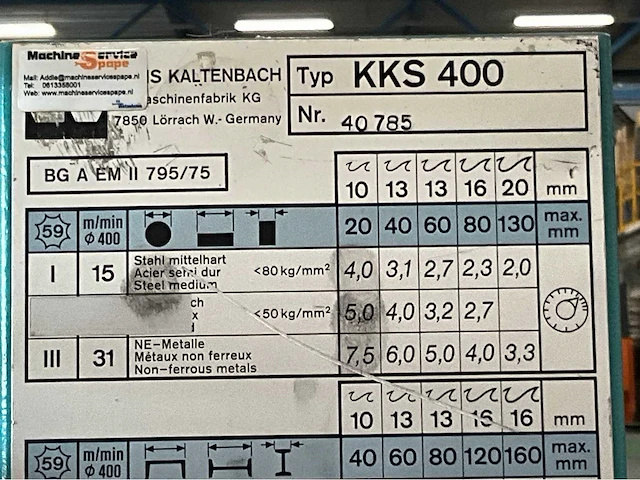 Kaltenbach kks 400 onderlopende afkortcirkelzaagmachine - afbeelding 9 van  19