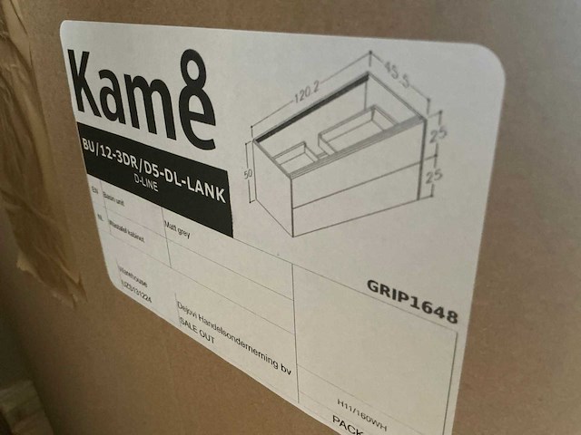 Kame badmeubel 120cm d-line matt grey - afbeelding 7 van  7