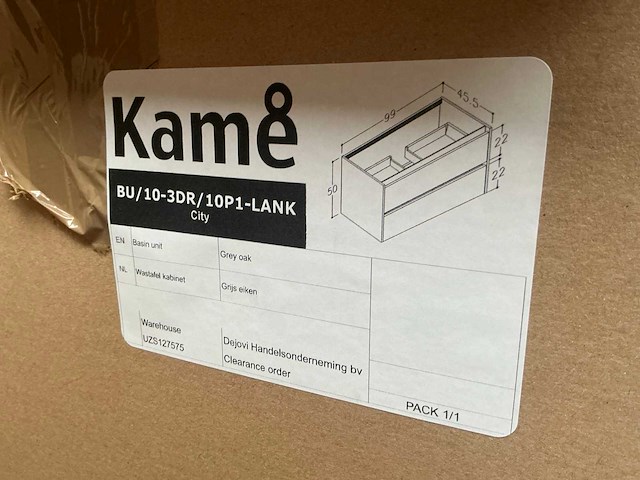 Kame city badmeubel grey oak 100cm - afbeelding 6 van  6