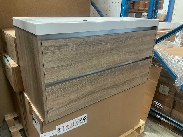Kame city grey oak badmeubel 100cm - afbeelding 1 van  2