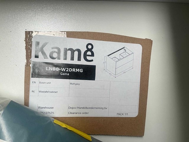 Kame gama matt grey badmeubel 80cm - afbeelding 4 van  6