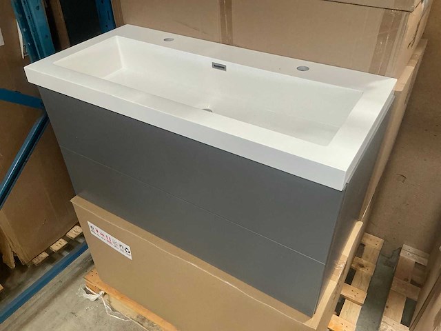 Kame game matt grey badmeubel 100cm - afbeelding 3 van  6