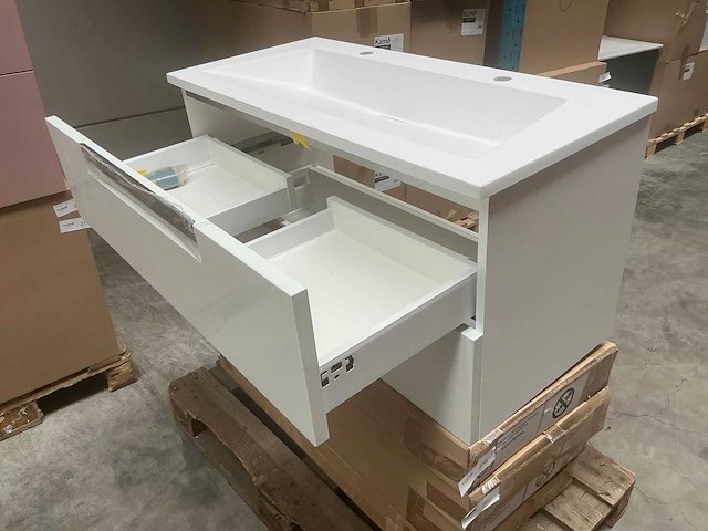 Kame matt white badmeubel 100cm - afbeelding 5 van  8