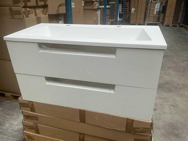 Kame matt white badmeubel 100cm - afbeelding 1 van  9