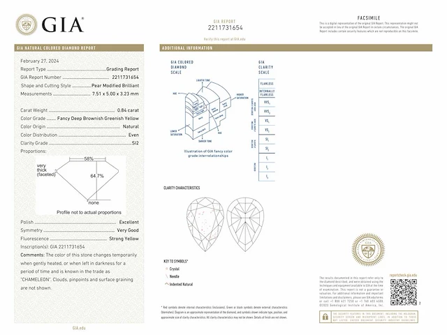 Kameleon diamant 0.84 ct - afbeelding 4 van  4