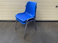 Kantinestoel blauw met chrome onderstel (100x) - afbeelding 1 van  6