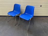 Kantinestoel blauw met chrome onderstel (100x) - afbeelding 2 van  6