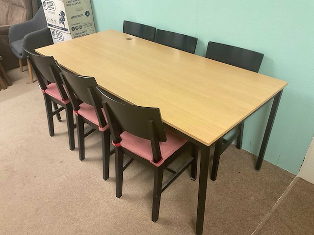 Kantinetafel 180x80x74 cm met stoelen - afbeelding 3 van  3