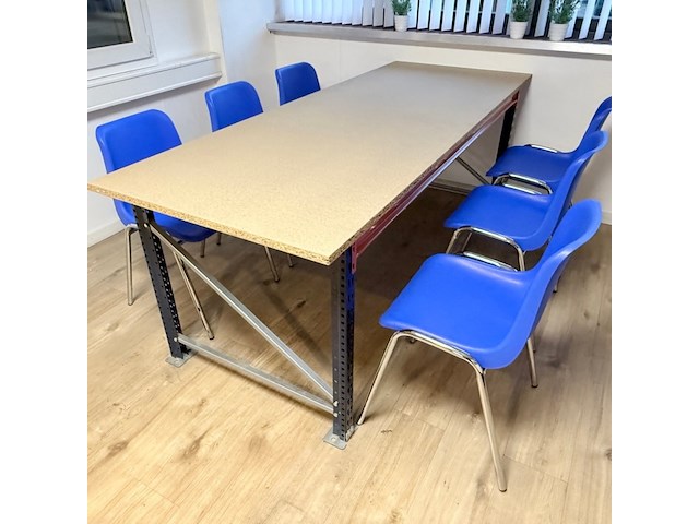 Kantinetafel + 6 stoelen, gedemonteerd - afbeelding 1 van  5