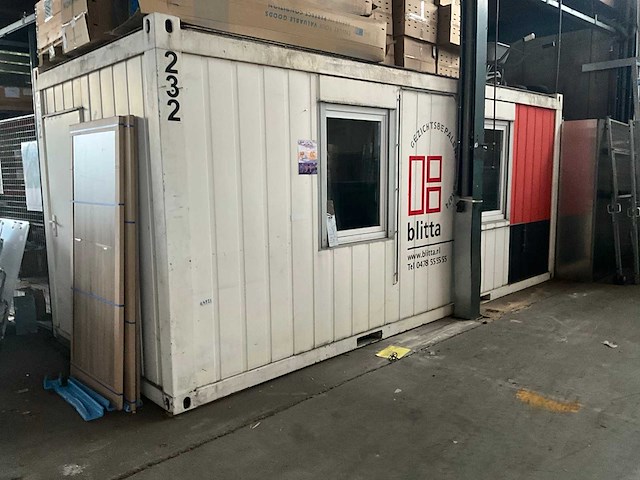 Kantoorunit 20ft. v.v. ramen + rolluik - afbeelding 1 van  8