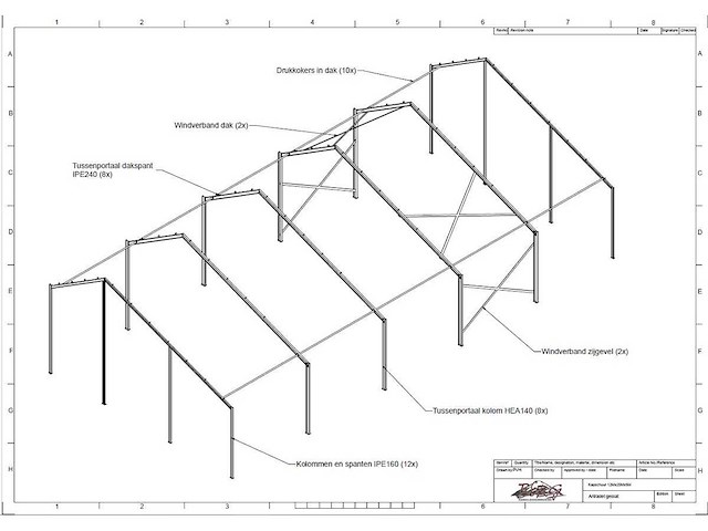 Kapschuur - staalconstructie 12 x 25 meter (300m2) - afbeelding 13 van  19