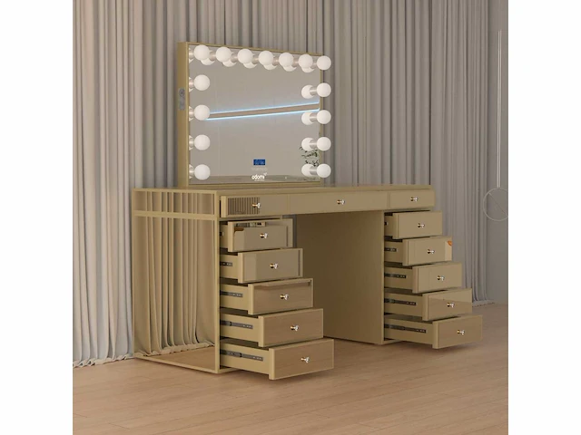 Kaptafel - geverfd mdf, gehard glazen blad - vonato - 0 - goldenaura - afbeelding 6 van  13