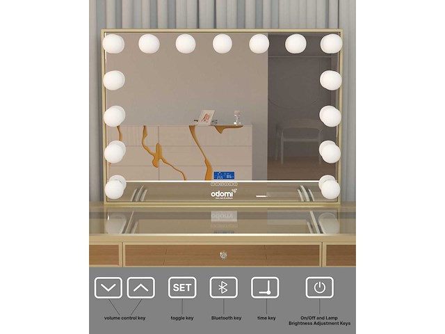 Kaptafel - vonato - goldenaura - 0 - kaptafel met spiegel en kruk - afbeelding 2 van  12