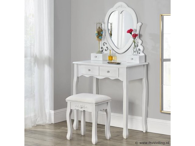Kaptafel / schminktafel julia incl. krukje & spiegel - afbeelding 2 van  7