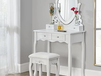 Kaptafel / schminktafel julia incl. krukje & spiegel - afbeelding 2 van  7