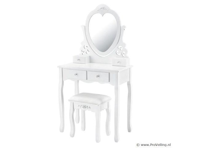 Kaptafel / schminktafel julia incl. krukje & spiegel - afbeelding 1 van  7