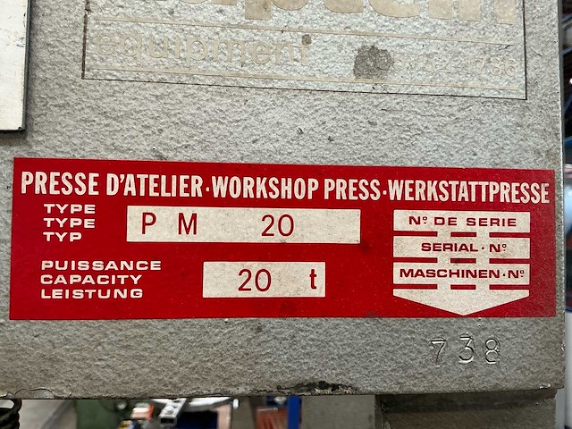 Kaptein - pm 20 - facom pm 20 hydraulische werkplaatspers 20 ton - afbeelding 9 van  10