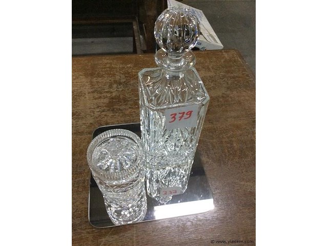 Karaf h:25 + dekselpot kristal - afbeelding 1 van  4