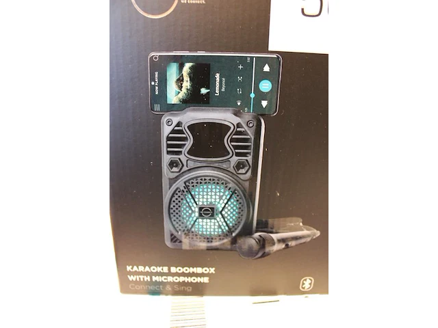 Karaoke boombox met microfoon brainz - afbeelding 2 van  2