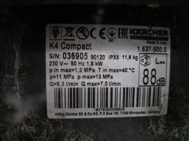 Karcher - k4 compact - hogedrukreiniger - afbeelding 4 van  4