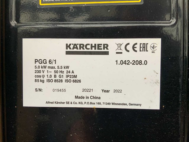 Kärcher pgg6/1 noodstroomaggregaat - afbeelding 9 van  9