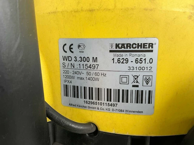 Karcher wd 3.300m industriële stofzuiger - afbeelding 5 van  5