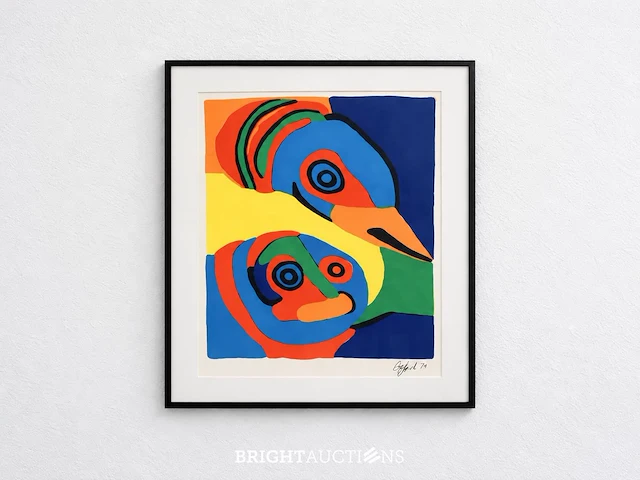 Karel appel | oiseau et personnage (1971) | kleurenlitho 105/125 | ingelijst - afbeelding 1 van  3