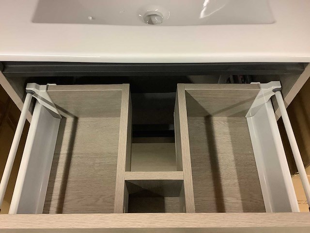 Karo - badkamermeubel grey oak 60 cm + wastafel - afbeelding 5 van  9