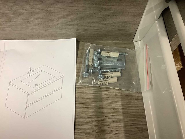 Karo - badkamermeubel grey oak 60 cm + wastafel - afbeelding 8 van  9
