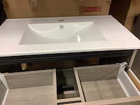 Karo - badkamermeubel grey oak 80 cm + wastafel - afbeelding 4 van  9