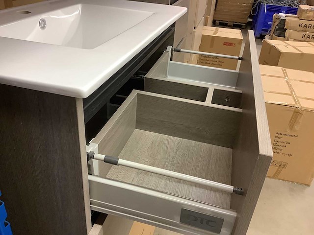 Karo - badkamermeubel grey oak 80 cm + wastafel - afbeelding 6 van  9