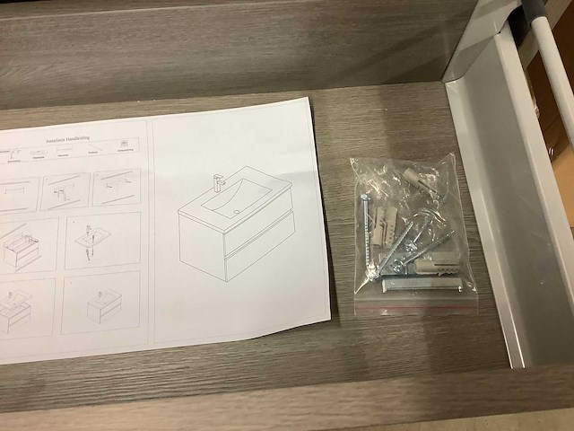 Karo - badkamermeubel grey oak 80 cm + wastafel - afbeelding 8 van  9