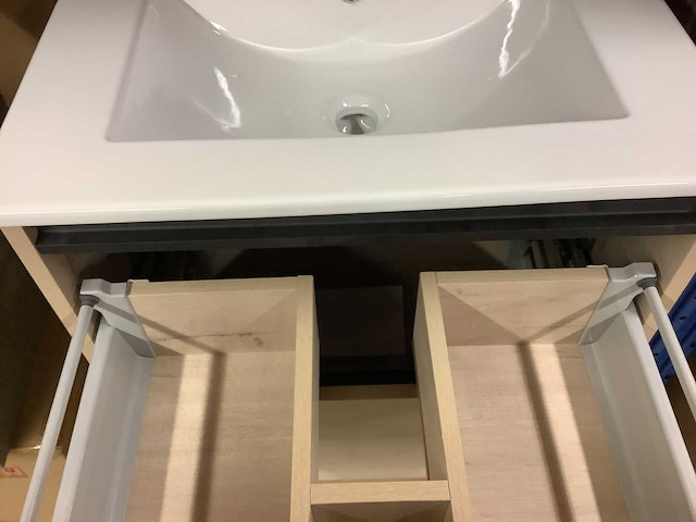 Karo - badkamermeubel natural oak 60 cm + wastafel - afbeelding 5 van  9
