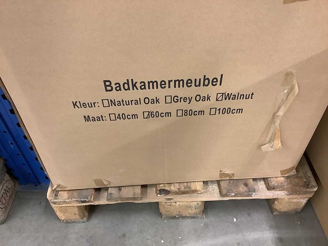 Karo - badkamermeubel walnut 60 cm + wastafel - afbeelding 3 van  9