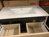 Karo - badkamermeubel walnut 80 cm + wastafel - afbeelding 4 van  9