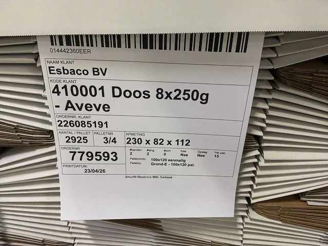 Kartonnen doos (230 x 82 x 112 mm) (2925x) - afbeelding 4 van  4