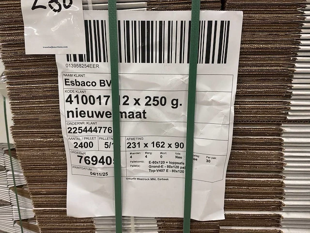 Kartonnen doos (231 x 162 x 90 mm) (4950x) - afbeelding 2 van  3