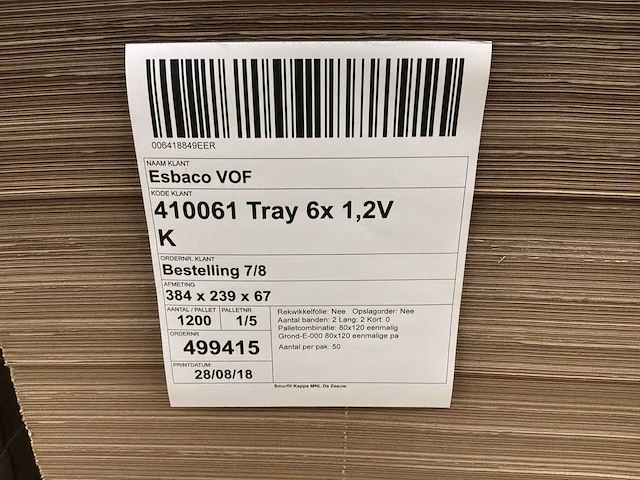 Kartonnen tray (384 x 239 x 67 mm) (4800x) - afbeelding 3 van  3