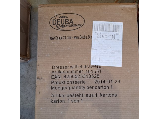 Kast met 4 lades, deuba, wit - afbeelding 2 van  3