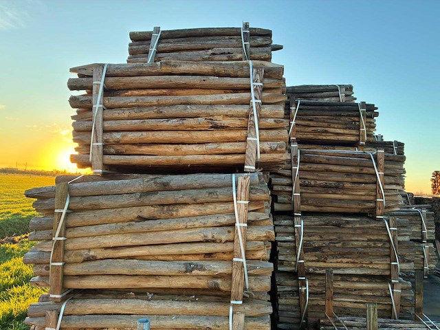 Kastanje houten tuinomheining palen (100x) - afbeelding 2 van  3