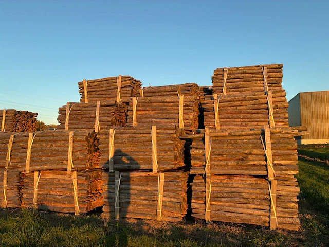 Kastanje houten tuinomheining palen (100x) - afbeelding 3 van  6