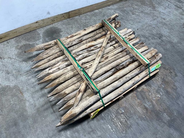 Kastanjehouten paal gepunt ø6/8 x 160 cm (65x) - afbeelding 1 van  5