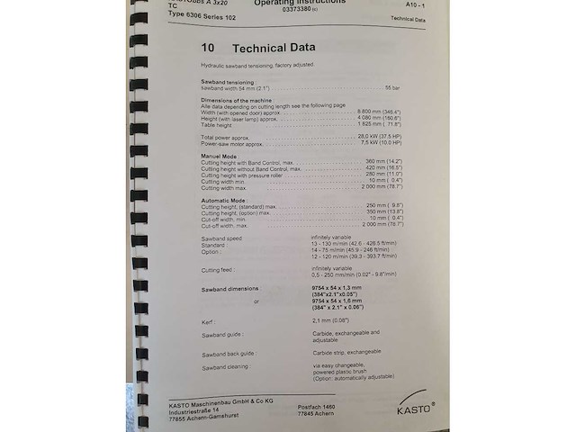 Kasto - 2008 - bbs a3x20 - verticale bandzaagmachine - afbeelding 3 van  12