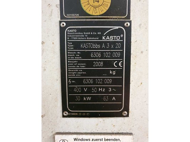 Kasto - 2008 - bbs a3x20 - verticale bandzaagmachine - afbeelding 9 van  12