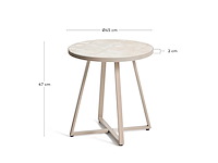 Kave home - tella - ronde tuintafel van gegalvaniseerd staal en beige tegels ø45 cm - afbeelding 4 van  4