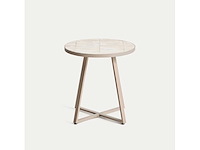 Kave home - tella - ronde tuintafel van gegalvaniseerd staal en beige tegels ø45 cm - afbeelding 1 van  4